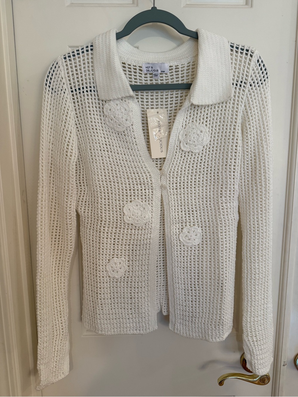 Hot & Delicious Cream Open-Weave Cardigan
